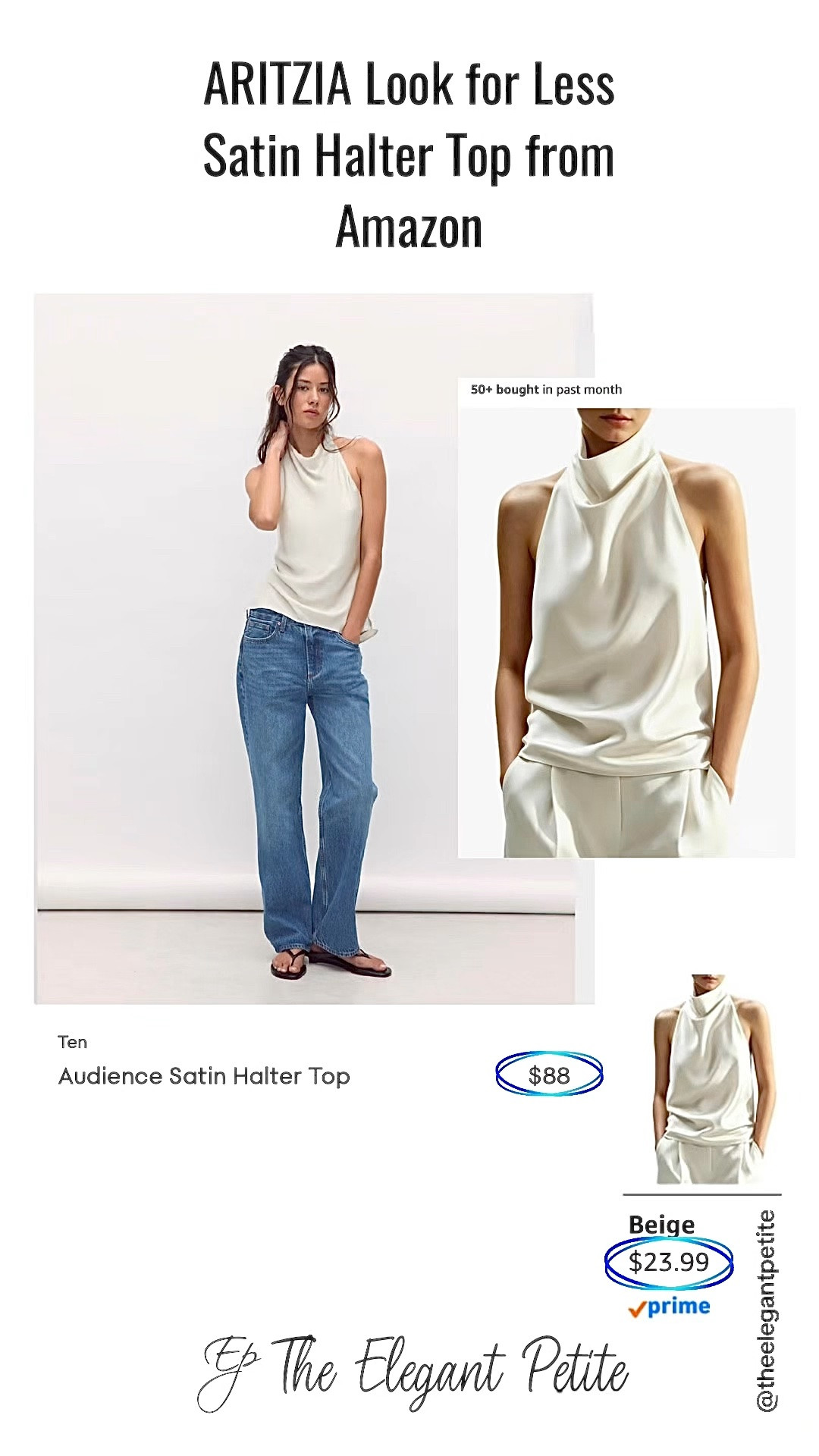 ARITZIA Look for Less Satin Halter Top from Amazon 
Follow me for more inspiration. Affordable fashion items with a touch of luxury.                          This is a halterneck top with a bias cut and slim fit. It's cut from drapey Japanese double-faced satin with a soft sheen and luxurious next-to-skin feel. #summerfashion #elegantstyle #styleinspo
#designerinspired
#designeramazonfashion
#aritzialookforless

#LTKootd #LTKPetite