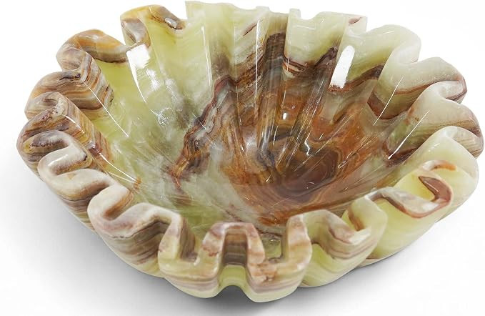 Marble Small Decorative Bowl, 6" Green Onyx Ruffle Bowl | Handmade scalloped bowl for fruit, keys... | Amazon (US)