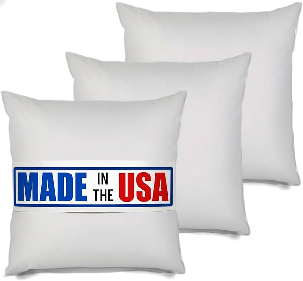 MSD 3 Pack Pillow Insert 24X24 Hypoallergenic Square Form Sham Stuffer Standard White Polyester D... | Amazon (US)