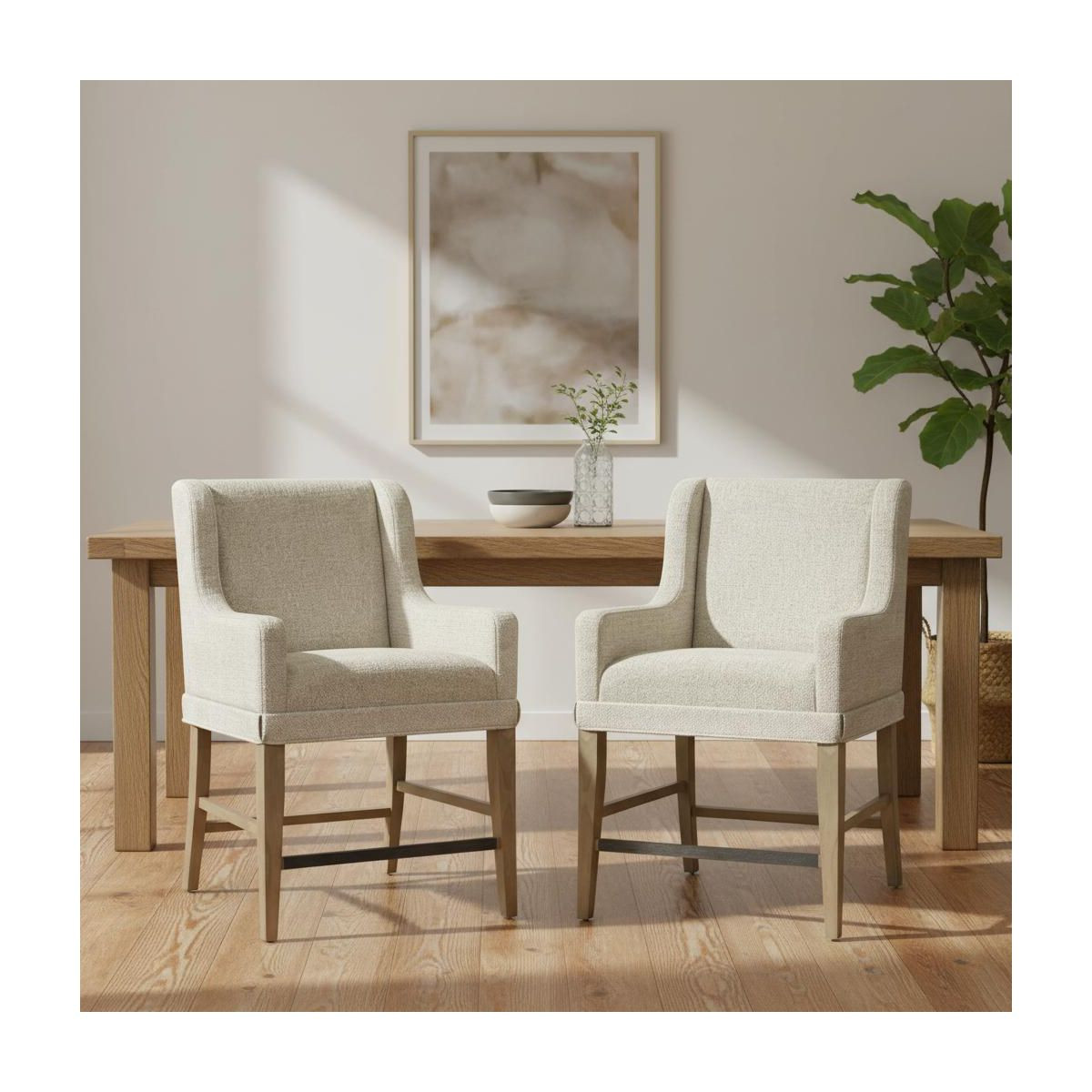 Upholstered Counter Stool Set of 2, Cashew  Finish with Hickory Veneers, Soft Polyester Fabric, M... | Target