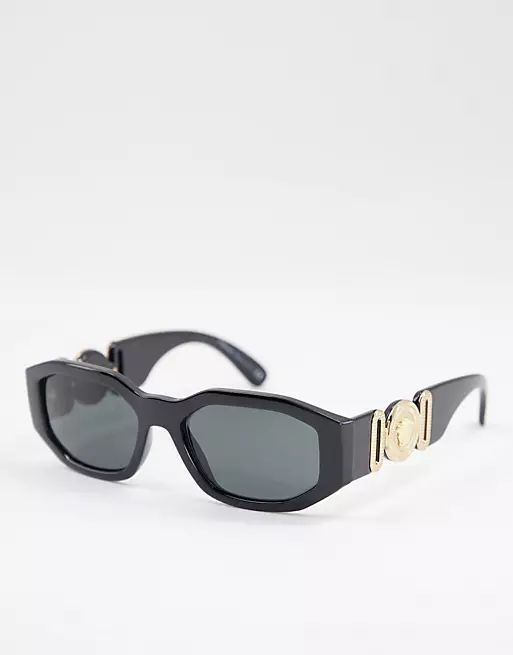 Versace rectangle sunglasses in black | ASOS (Global)