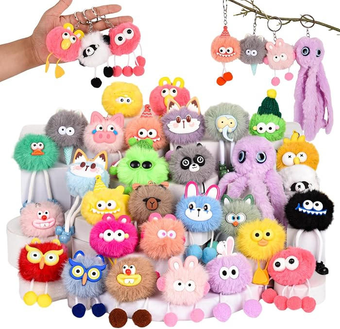 LiYiQ 30 Pcs Cute Plush Keychains Kawaii Keychain Bulk for Birthday Goodie Bags Pinata Toys Class... | Amazon (US)