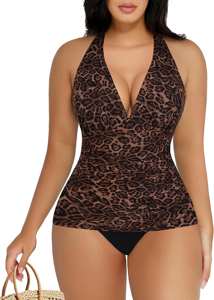 Popilush One Piece Swimsuit Women Tummy Cnotrol Halter V Neck Shapewear Swimsuits Bathing Suit Sl... | Amazon (US)