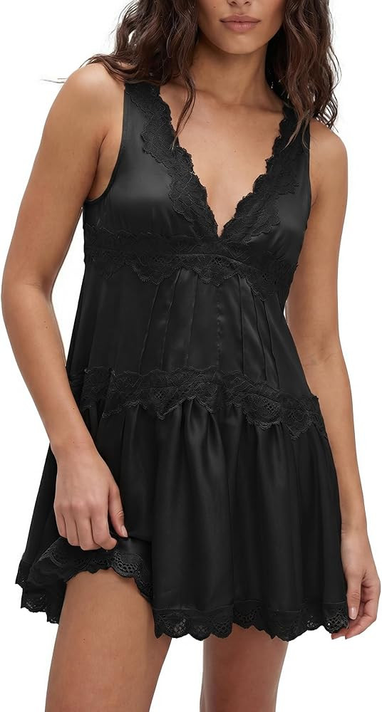 People Free Dress Dupes,People Free Dup ES,Women Lace Mini Slip Dress V Neck Flowy Summer Dress Y... | Amazon (US)