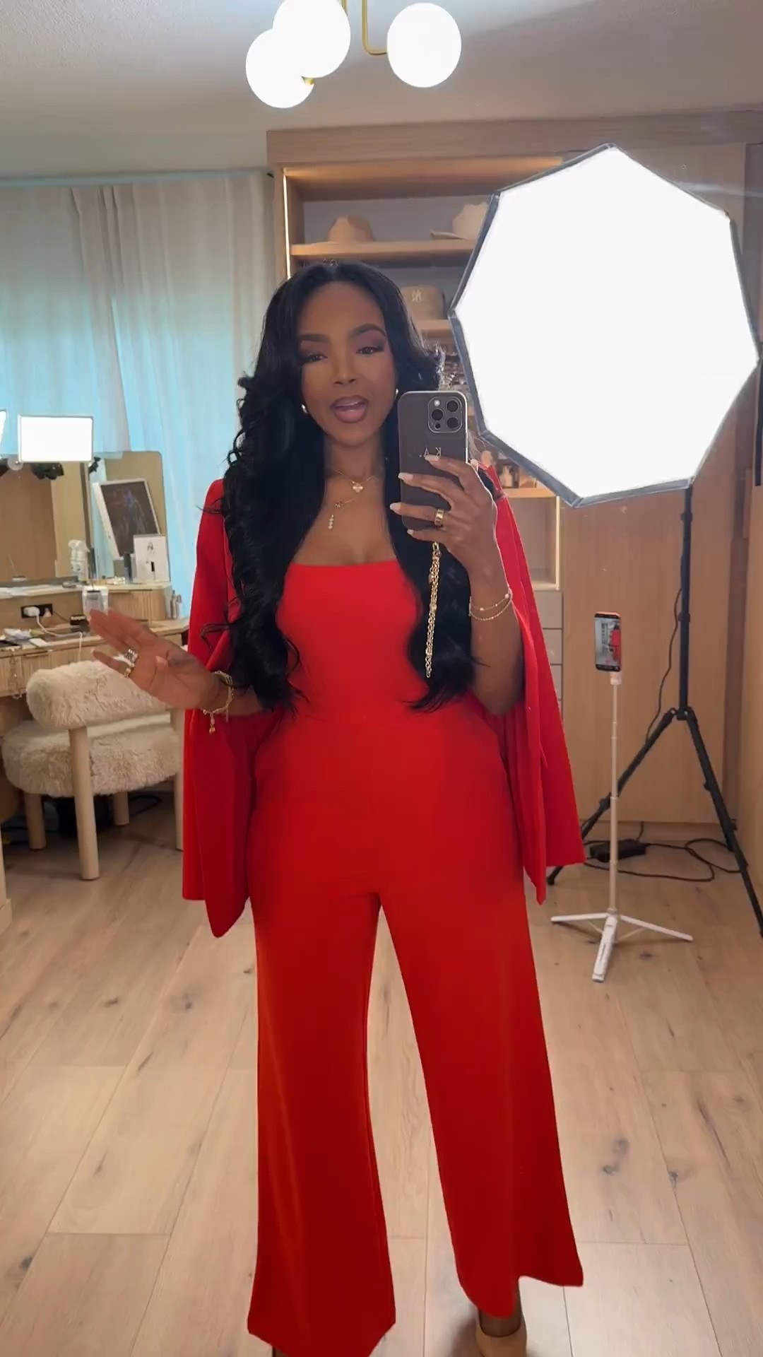 Power Red Moment ❤️✨  

This bold red set is the definition of confident and elevated. The structured, strapless silhouette paired with wide-leg trousers creates that long, tailored line — and adding the matching layer over the shoulders instantly takes it to statement status. It’s polished, feminine, and unforgettable without feeling overdone.

This is the kind of outfit that works overtime in your wardrobe — style it together for impact, then break the pieces apart to keep the cost per wear dropping.

Perfect for:
• Date night  
• Birthday dinners  
• Special events  
• Holiday parties  
• Any night you want all eyes on you  

📏 Sizing:
Set: Small  
Heels: True to size  

Measurements:
5’4” · 138 lbs · 34D · 27” waist · 40” hips  

Tap to shop the exact pieces.

Red wide-leg jumpsuit, bold monochrome outfit, statement evening look, chic red dinner outfit, tailored feminine style, elevated night-out inspiration.

Follow me on Instagram and YouTube @kirasfashionfinds  

Follow my LTK @kirasfashionfinds on the @shop.LTK app to view this post and get my exclusive app-only content!

#liketkit #LTKstyle #LTKeventwear #LTKootd  
@shop

#LTKvlog #LTKPetite #LTKootd