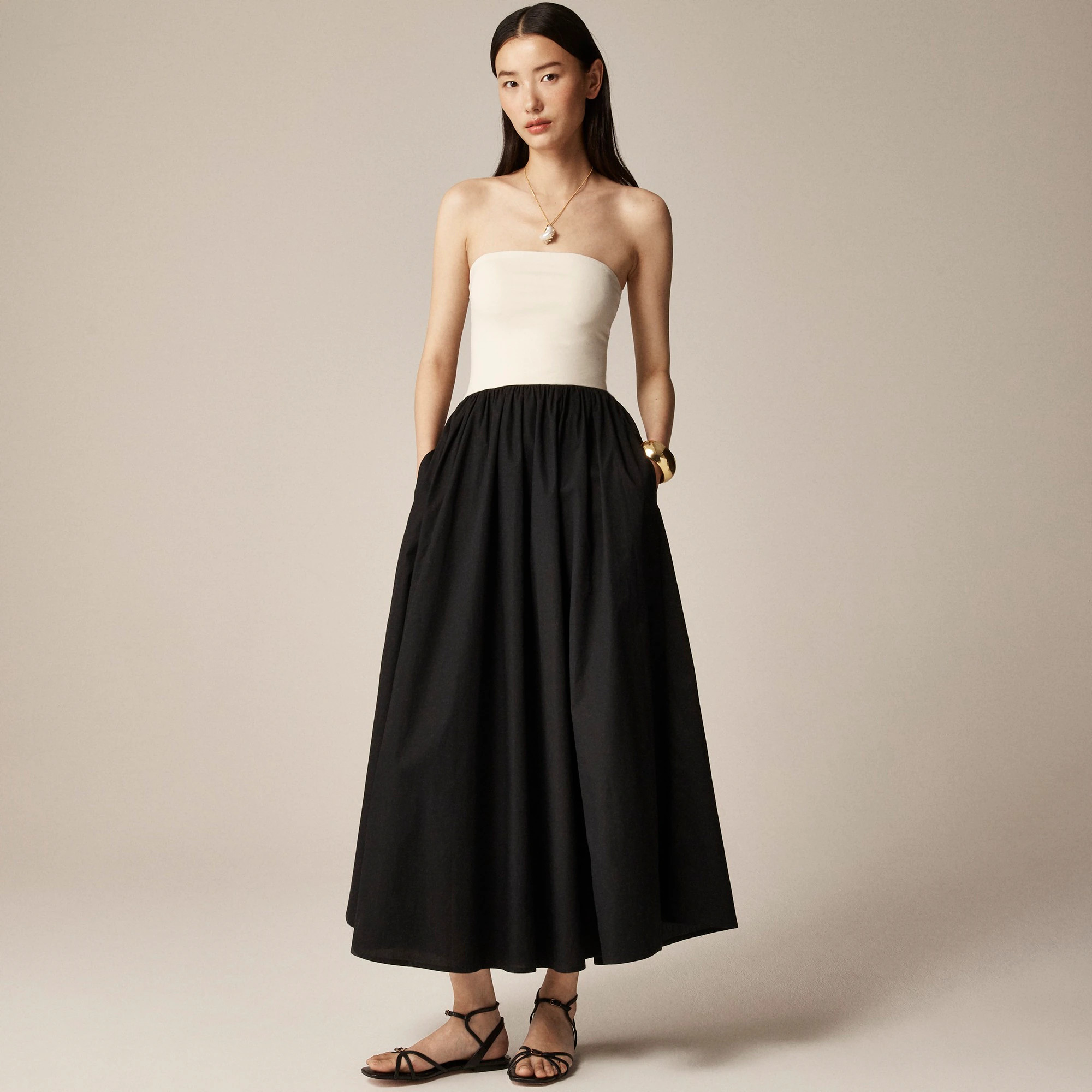 Strapless colorblock mixy dress | J. Crew US