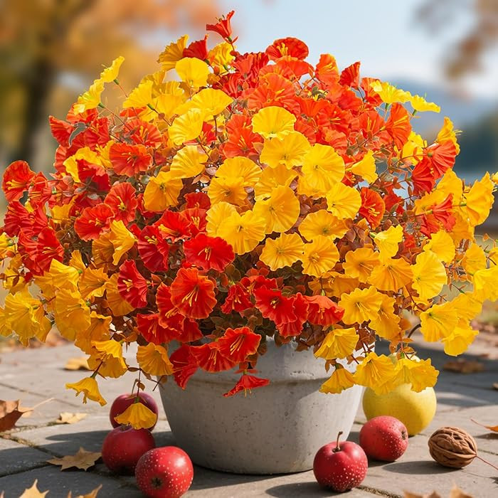 Artificial Flowers Outdoor Fall Decor - 12 Pcs UV Resistant Fade Proof Fake Plants for Garden Por... | Amazon (US)