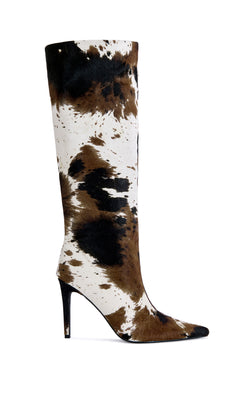 SYREALI-COW GENUINE LEATHER STILETTO BOOT | Azalea Wang