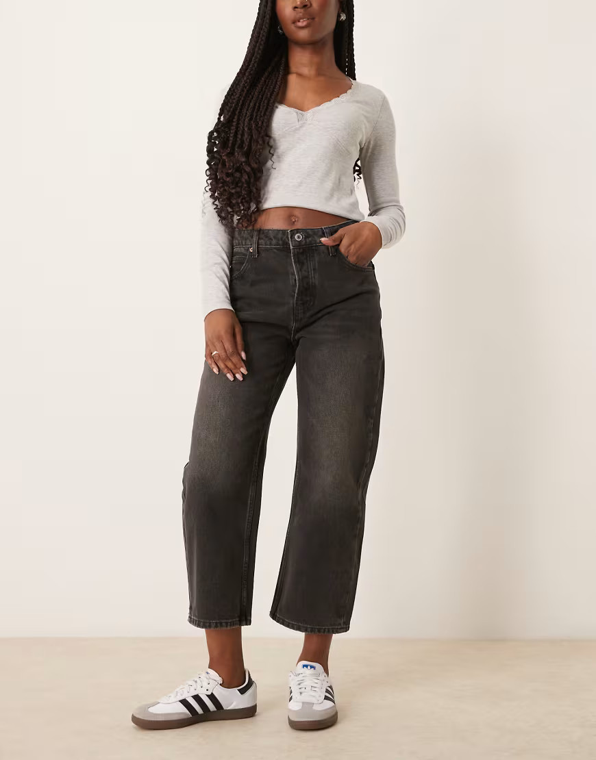 Free People deep trance dropped waist boyfriend jeans in washed black | ASOS (Global)
