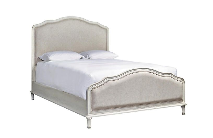 Vaira Upholstered Bed, White | One Kings Lane