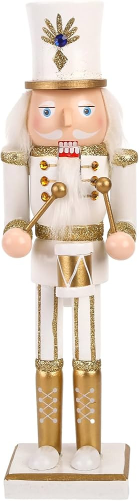 AMOR PRESENT Wooden Christmas Nutcracker, 12inch White Drum Nutcracker Soldier Wooden Nutcracker ... | Amazon (US)