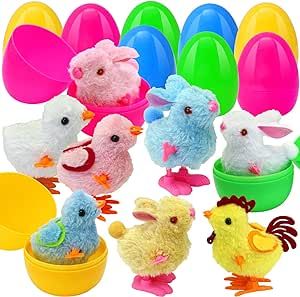 8 Pack Prefilled Easter Eggs with Colorful Wind-Up Jumping Bunnies and Chicks Toys for Novelty Ea... | Amazon (US)