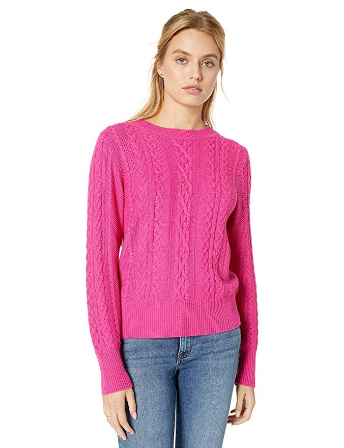 The Drop Women's Kat Cable Stitch Crew Neck Sweater | Amazon (US)