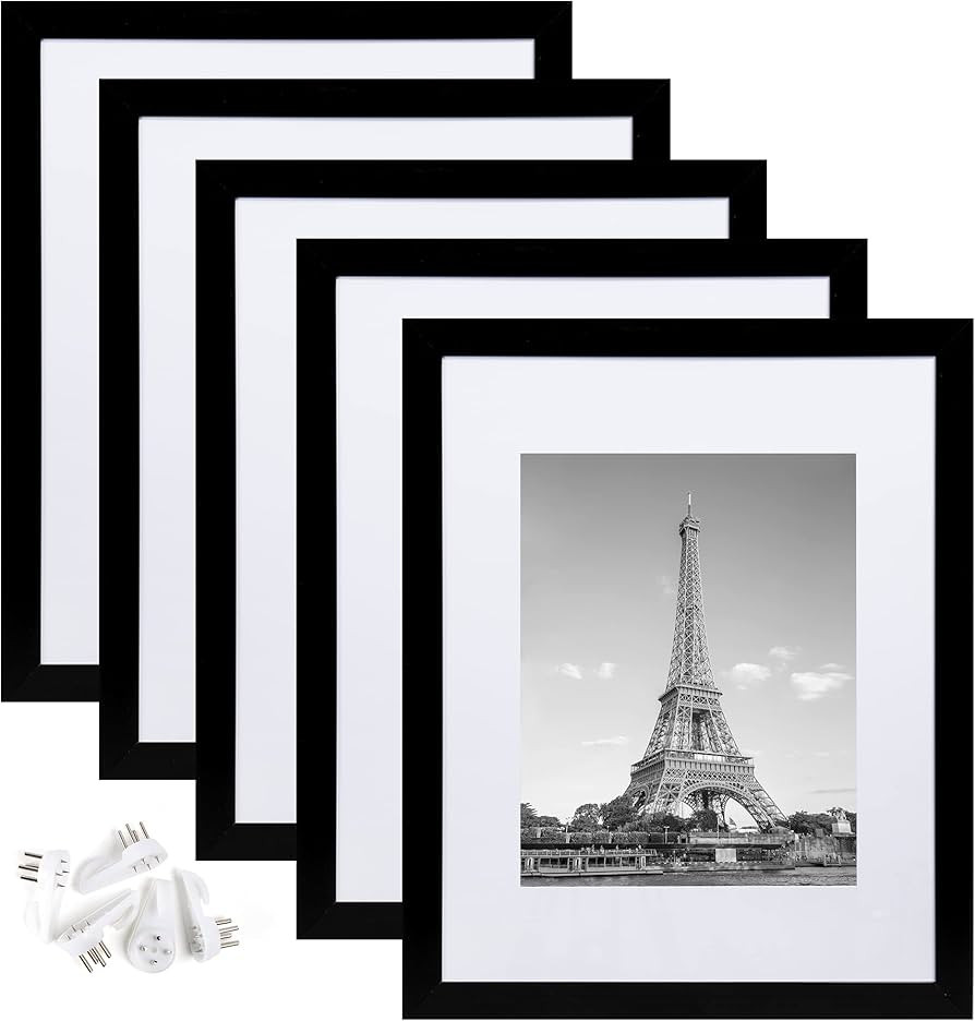 upsimples 11x14 Picture Frame Set of 5, Display Pictures 8x10 with Mat or 11x14 Without Mat, Wall... | Amazon (US)