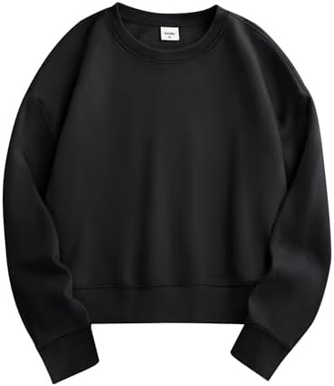 Stelle Cropped Sweatshirts for Women Cotton Long Sleeve Crop Tops Crewneck Pullover Oversized Swe... | Amazon (US)