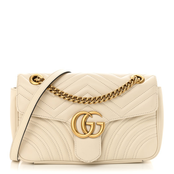 Calfskin Matelasse Small GG Marmont Shoulder Bag White | FASHIONPHILE (US)