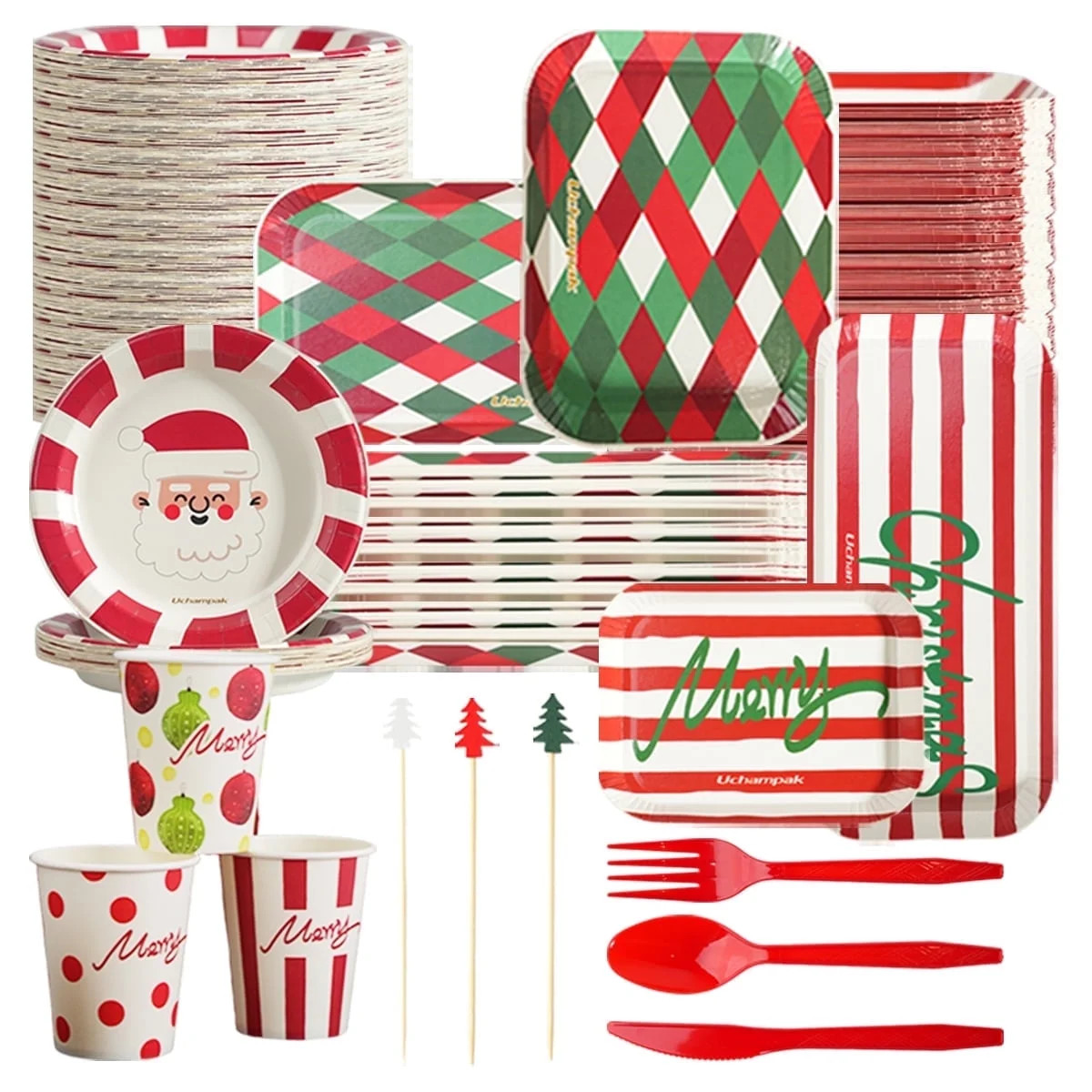Verdelife Christmas Party Supplies Tableware Set Serves 36 Disposable 36 Paper Plates 12 Cups Pla... | Walmart (US)