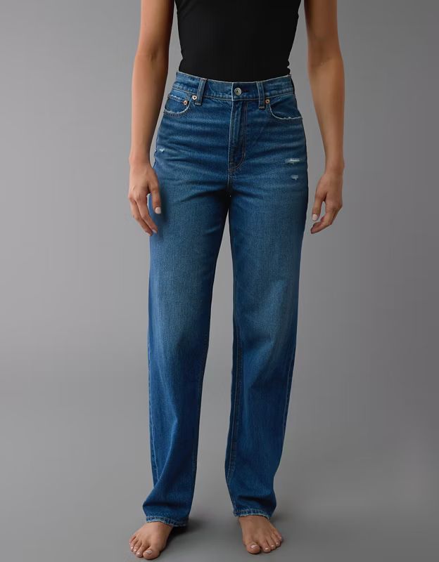 AE Strigid Super High-Waisted Baggy Straight Jean | American Eagle Outfitters (US & CA)