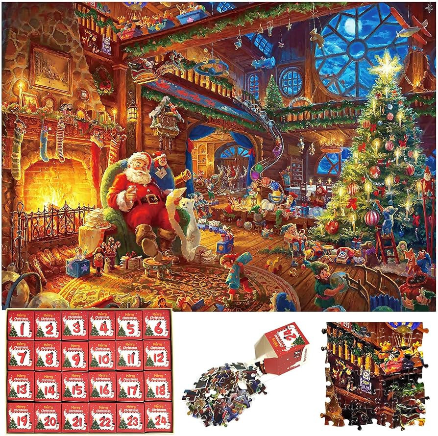 Advent Puzzle 2024 Christmas Jigsaw Puzzles 1008 Piece for Adult & Kids, Santa's Workshop 24 Part... | Amazon (US)