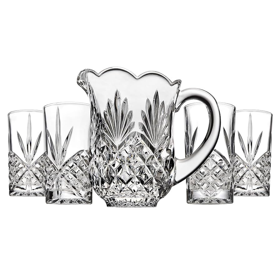 Godinger Pitcher and Glasses Drink Bar Set - Includes Pitcher Carafe and 4 Old Fashioned Glasses,... | Amazon (US)