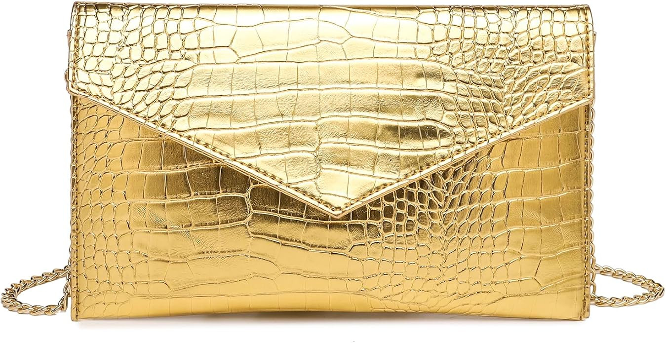 Envelope Clutch Purse for Women Leather Handbag Evening Bag with Detachable Chain for Wedding Par... | Amazon (US)