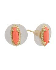 Gold Emma Coral Magnesite Stud Earrings | TJ Maxx