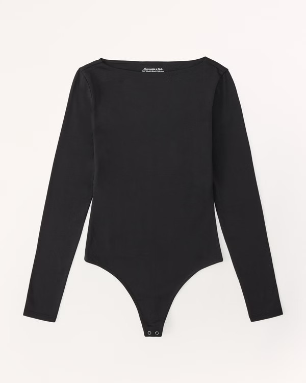 Long-Sleeve Cotton-Modal Slash Bodysuit | Abercrombie & Fitch (UK)
