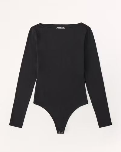Long-Sleeve Cotton-Modal Slash Bodysuit | Abercrombie & Fitch (US)