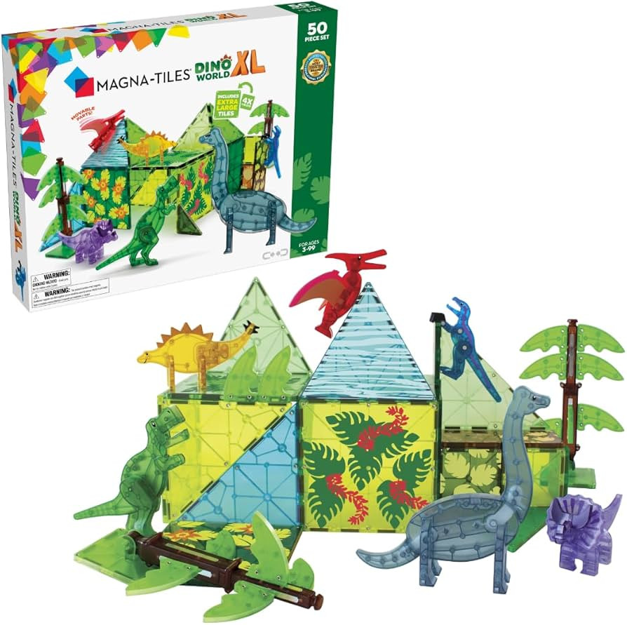 MAGNA-TILES Dino World XL 50-Piece Magnetic Construction Set, The ORIGINAL Magnetic Building Bran... | Amazon (US)