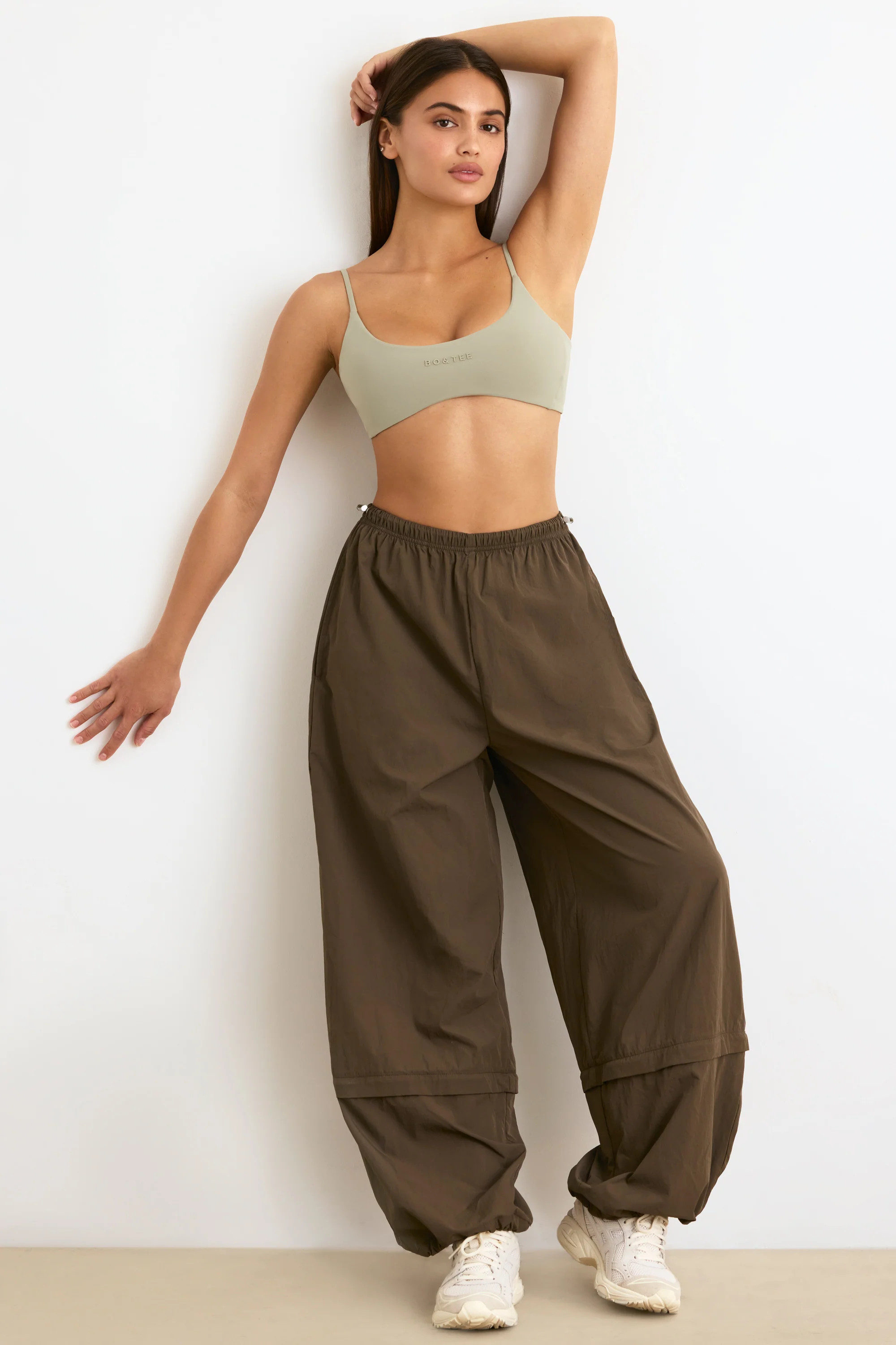 Convertible Wide Leg Track Pants in Espresso | Oh Polly