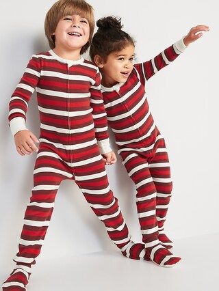 Unisex Matching Stripe Snug-Fit One-Piece Pajamas for Toddler | Old Navy (US)