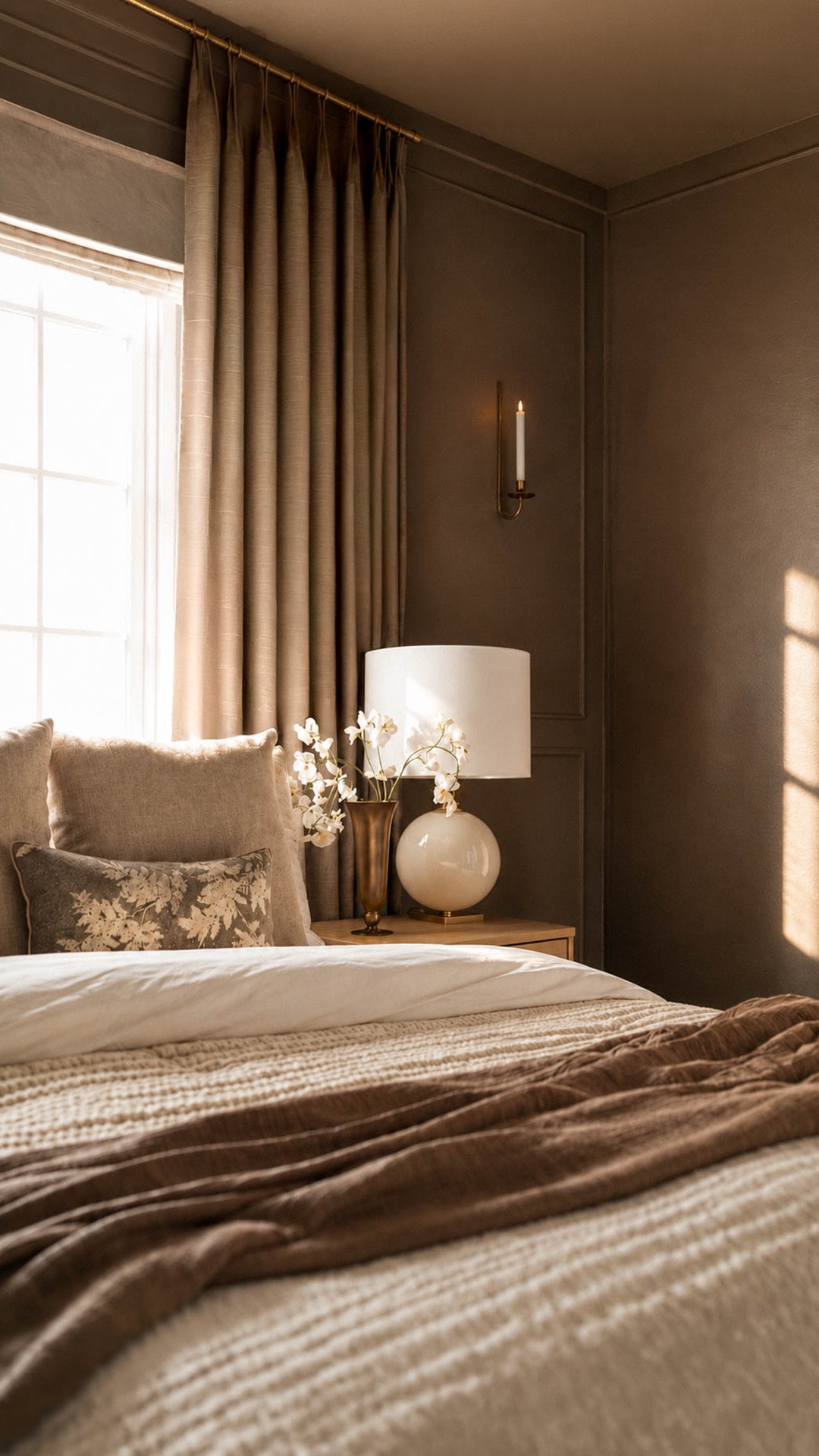 Turning my mom's bedroom into the cozy retreat she deserves has been one of my favorite projects yet. 

Last week we transformed the space with rich brown walls, new furniture, and layered bedding. 

This week was all about the custom details that truly made it feel like her.

The finishing touch? Custom @twopagescurtains curtains & motorized roman shades! 

Here’s exactly what I ordered:
Motorized Cordless Roman Shade | Color: Seedpearl | Blackout Liner
Liz Linen Drape Pleated | Color: Oak Dim Gray | Memory Shaped Pinch Pleat | Blackout Liner 

The difference the right window treatments make is incredible. They blend seamlessly into the walls, make the ceilings feel taller, and instantly give the room that custom, designer look. 
I also chose a blackout liner since my mom works the night shift, so she can finally get the quality sleep she deserves.

Watching her reaction made every second of this project worth it.
She told me she's never slept better, and knowing I was able to create a cozy retreat just for her means everything to me. 

Which detail is your favorite—the gallery wall, the curtains, or the cozy color-drenched walls?

Comment WINDOW & I’ll send you a link!
.
.
.
#BedroomMakeover #BedroomReveal #BedroomDesign #CozyBedroom #NeutralHome #InteriorDesign #HomeDecor #GalleryWall #WindowTreatments #RomanShades #LinenCurtains #ColorDrenching #BedroomInspiration #HomeRenovation #TwoPagesCurtains
bedroom makeover, bedroom reveal, cozy bedroom ideas, gallery wall inspiration, custom window treatments, motorized Roman shades, triple pleat linen curtains, color drenching, neutral bedroom, boutique hotel bedroom, home renovation, interior design inspiration

#LTKHome