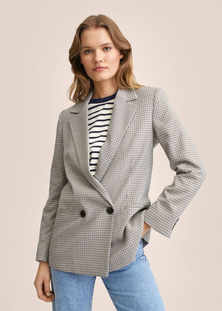 Double-breasted check blazer | MANGO (US)