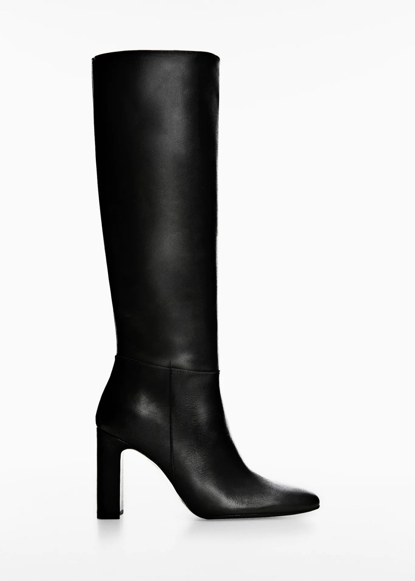 Leather boots with tall leg -  Women | Mango USA | MANGO (US)