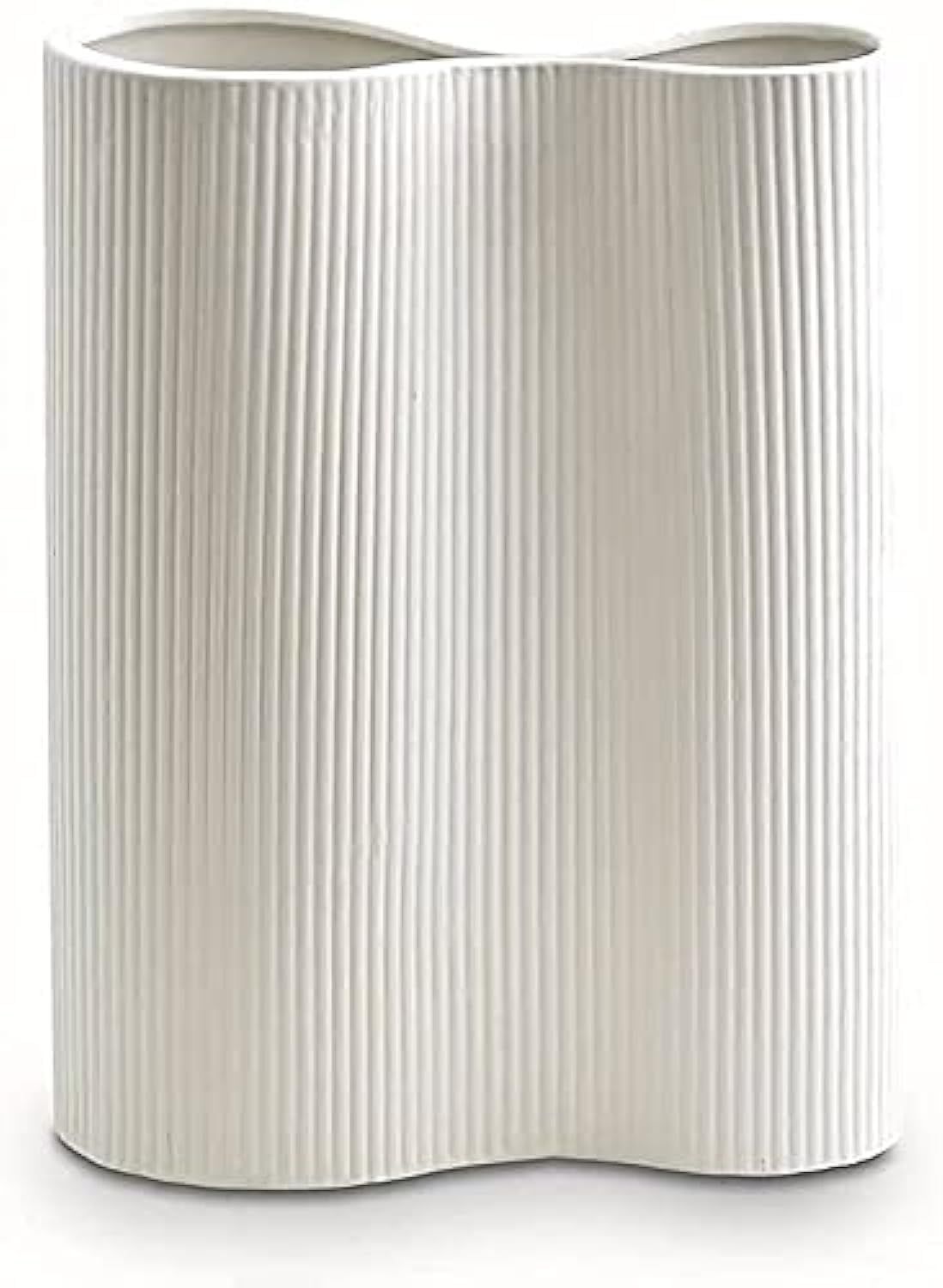 Luxe Infinity White Vase, 9” White Ceramic Vase, Modern Flower Vases for Decor, Ceramic Vases for Fl | Amazon (US)