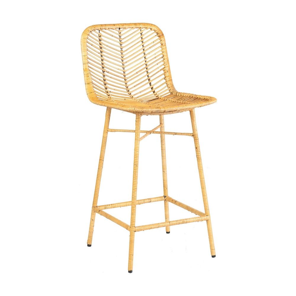 Paradiso Rattan Counter Stool with Wrapped Metal Legs Natural - East At Main | Target