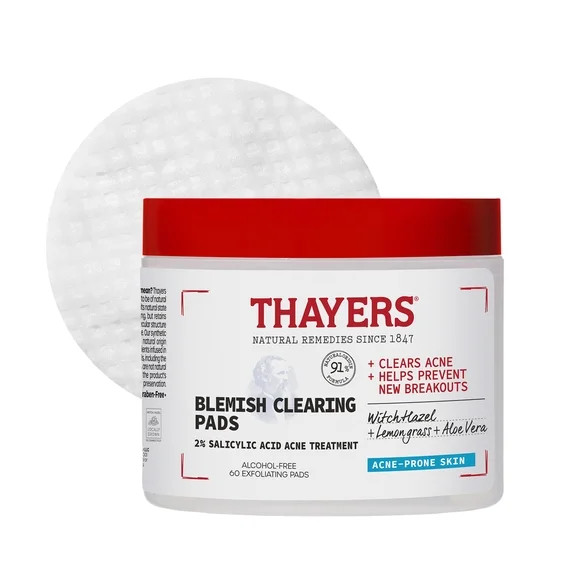 Thayers Natural Remedies Blemish Clearing Pads, 2% Salicylic Acid Acne Treatment - 60ct | Walmart (US)