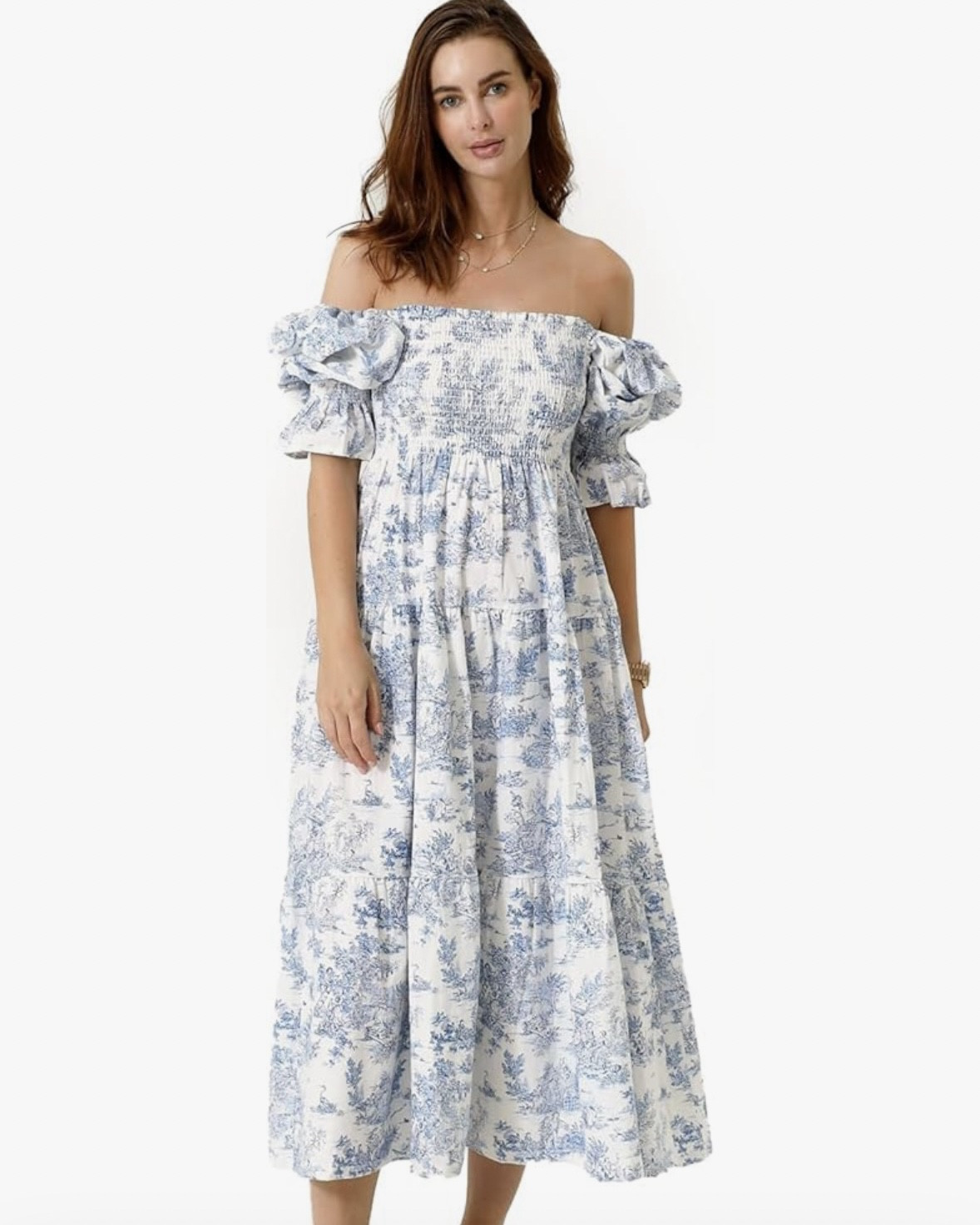 This dress has been a client favorite this year and for good reason. It's adorable and can be worn two different ways 
1. Off the shoulders
2. Puff sleeve 
Wear it with a baby bump for a maternity dress or for engagement pictures or family photos. 

This dress is a winner for everyone, it's on trend, and is available Amazon for under $150! 

Amazon dress. Engagement picture dress. Maternity dress. Family picture dress. Floral blue dress. Amazon style. Summer fashion. Summer beach photos. Vacation dress  

#LTKStyleTip #LTKFamily #LTKBump