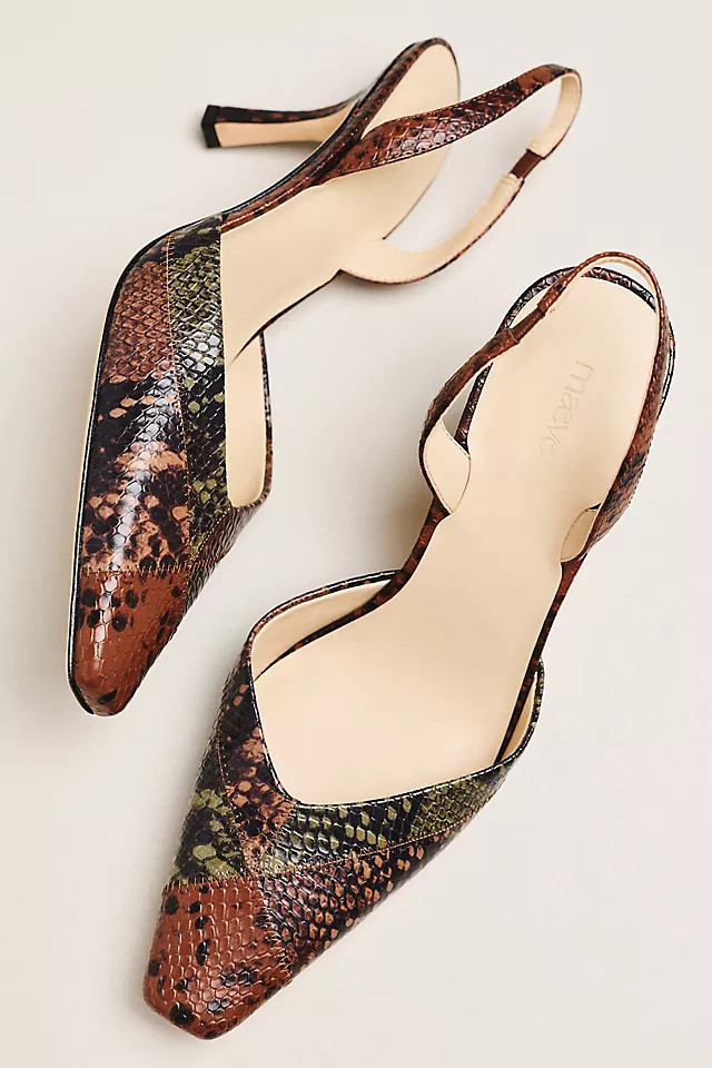 Square-Toe Slingback Leather Heels | Anthropologie (US)