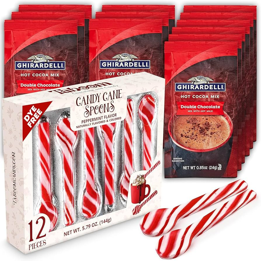 Taboom Dye-Free Peppermint Candy Cane Spoon & Hot Cocoa Bundle - 12 Individually Wrapped Peppermi... | Amazon (US)
