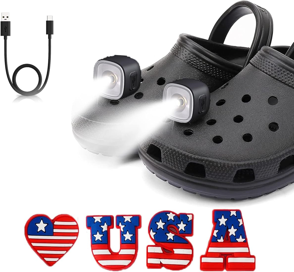 Rechargeable Headlights for Croc Shoe Charms 2PCS, Adjustable Headlamp Flashlights 4 Modes for Ki... | Amazon (US)