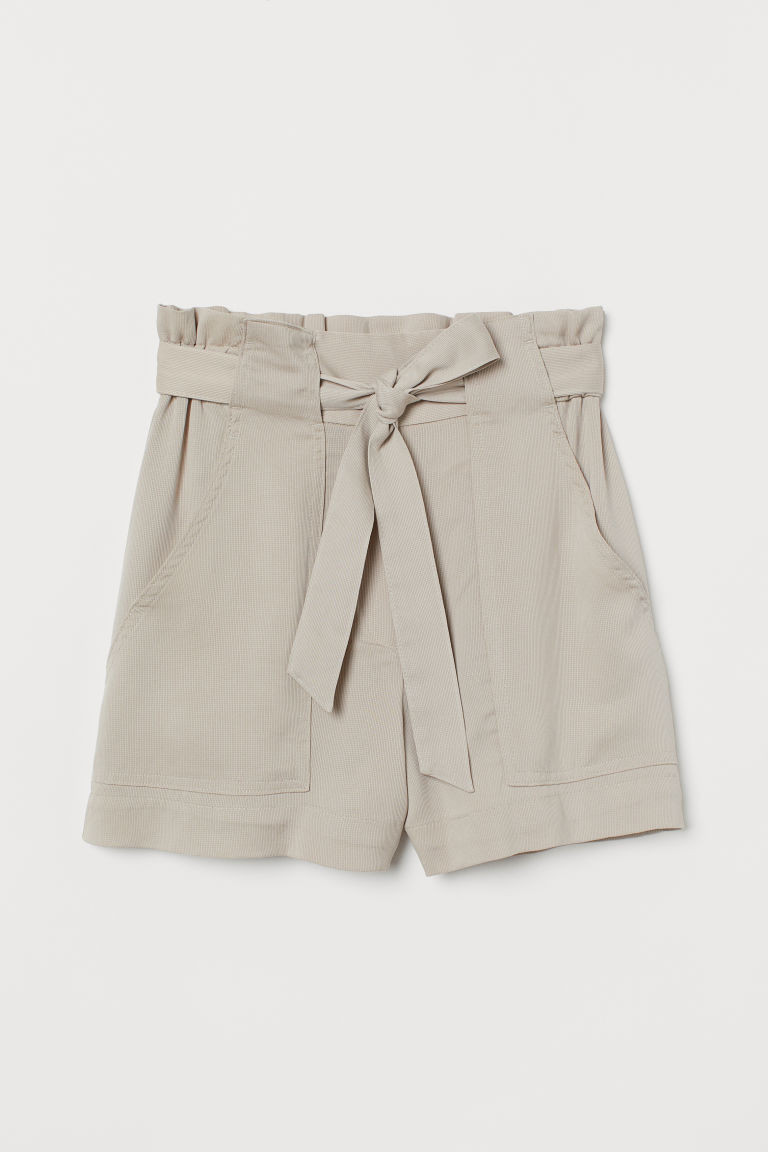 H & M - Paper bag shorts - Brown | H&M (UK, MY, IN, SG, PH, TW, HK)