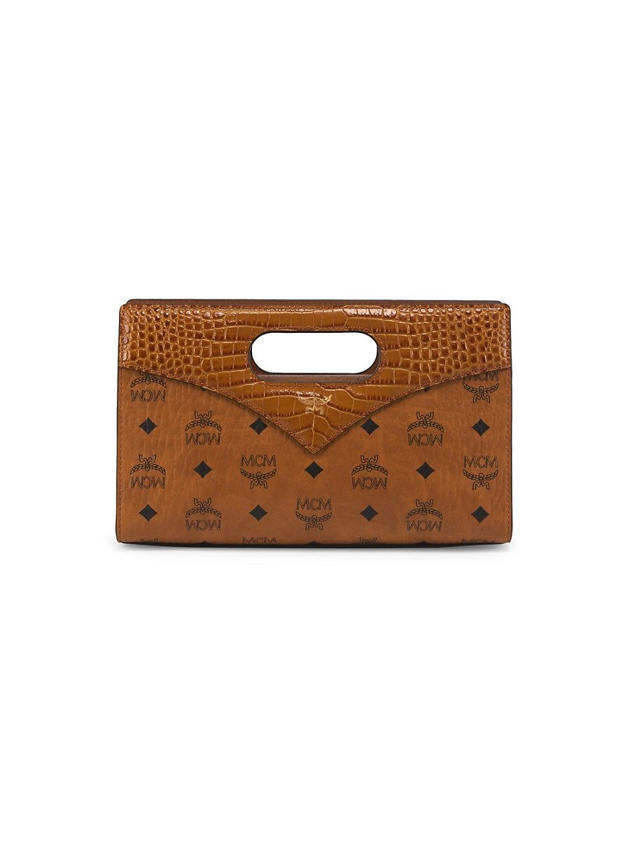 Women's Diamond Croc-Embossed Top Handle Bag - Cognac | Saks Fifth Avenue