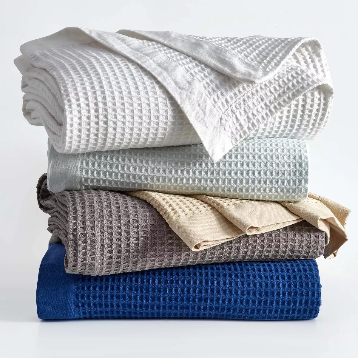 100% Cotton Waffle Weave All-Season Bed Blanket - Great Bay Home (Twin, Navy) | Target