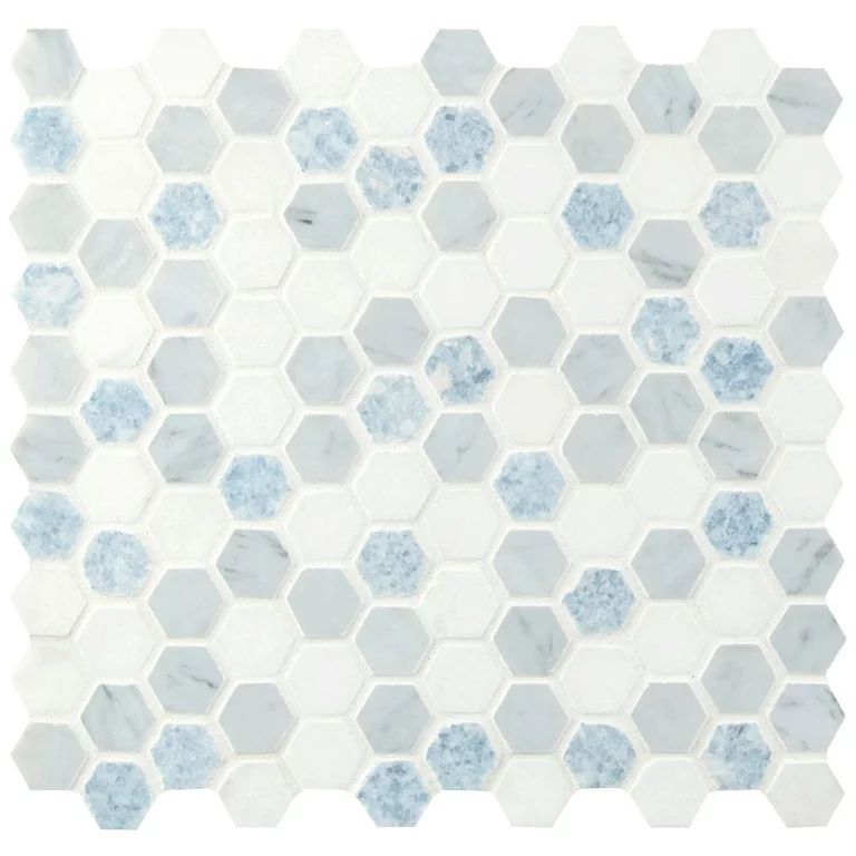 Azula Hexagon 11.81 in. x 11.61 in. x 10mm Polished Marble Mesh-Mounted Mosaic Tile (9.6 sq. ft./... | Walmart (US)