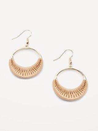 Gold-Plated Thread-Woven Dangling Hoop Earrings for Women | Old Navy (US)