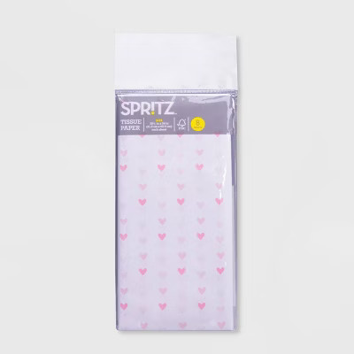 8ct Heart Print Pegged Tissue Paper Pink - Spritz™ | Target