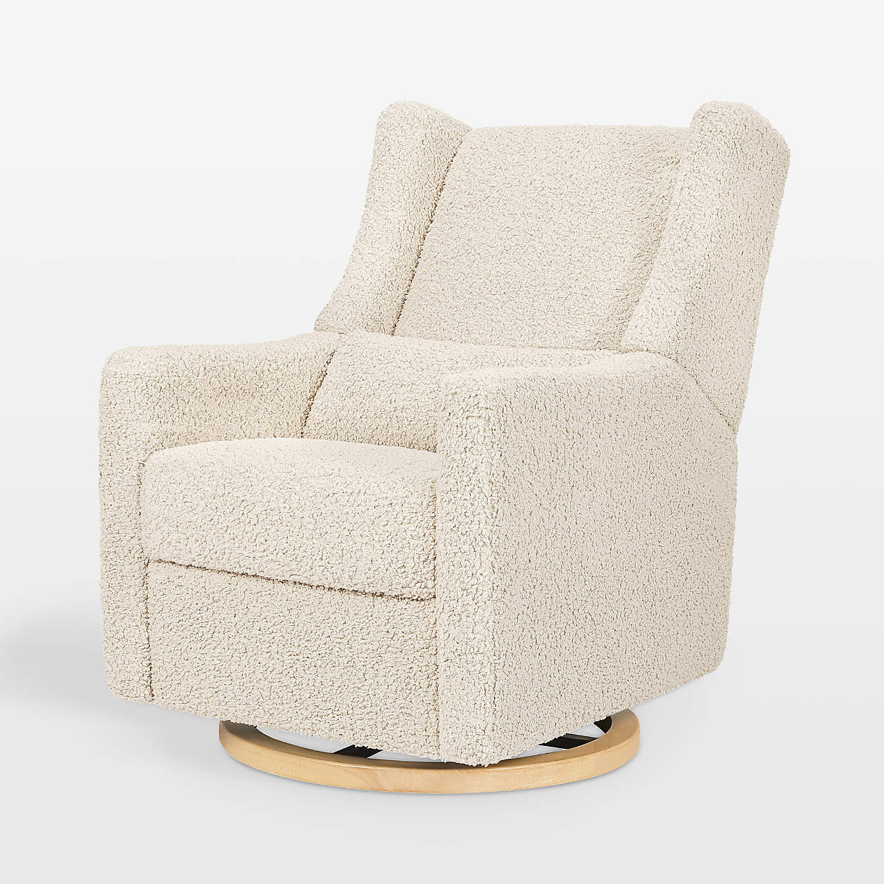 Babyletto Kiwi Almond Teddy Loop Nursery Power Glider Recliner Chair with Light Wood Base + Revie... | Crate & Barrel