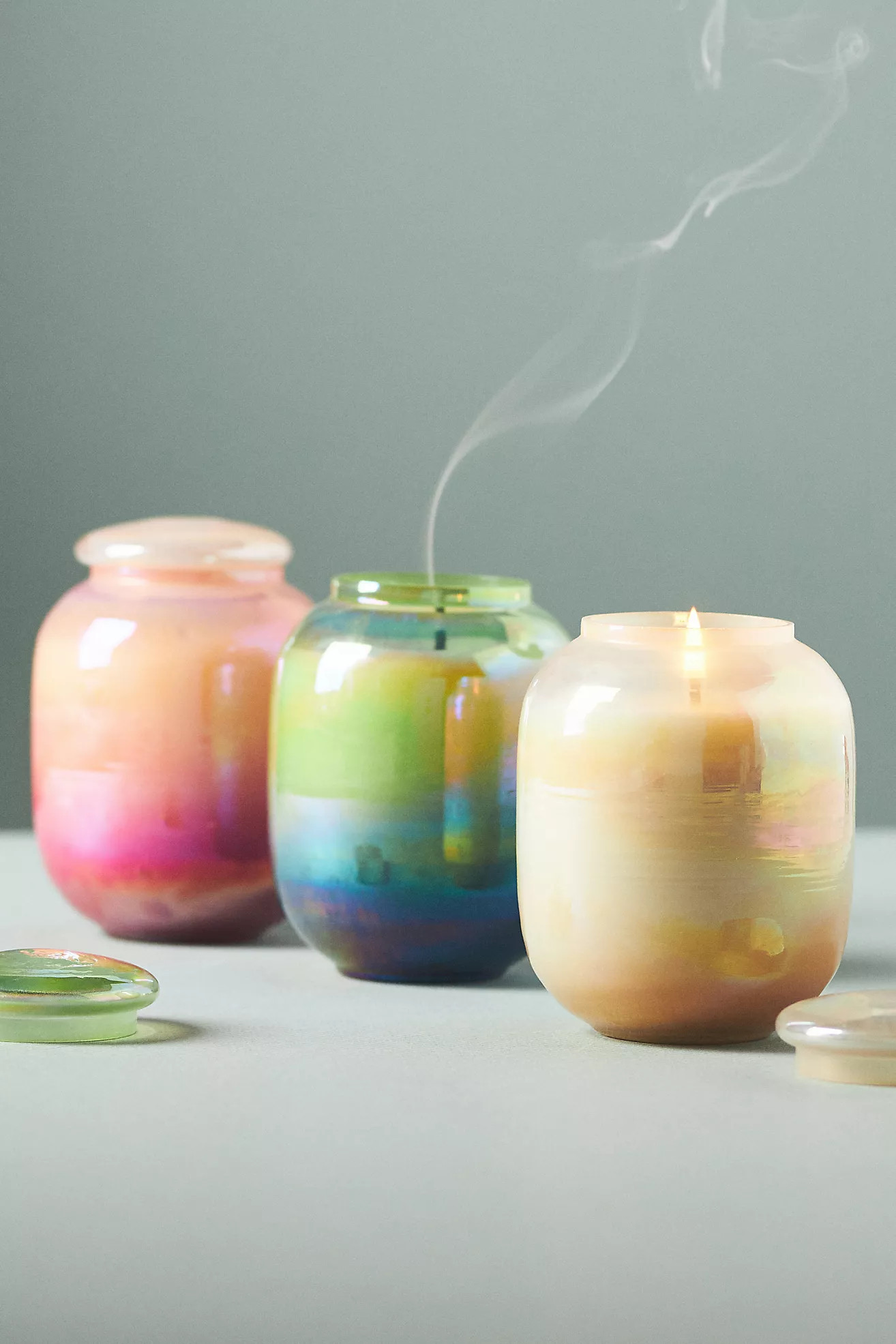 Iridescent Fruity Hibiscus & Pink Guava Glass Jar Candle | Anthropologie (US)