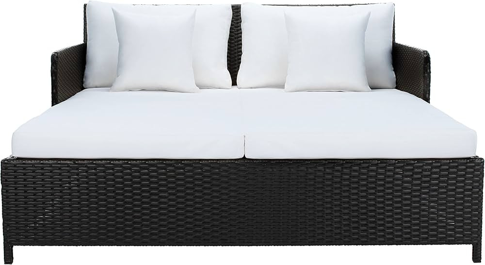Safavieh PAT7500A Outdoor Collection Cadeo Black and White Cushion Daybed | Amazon (US)
